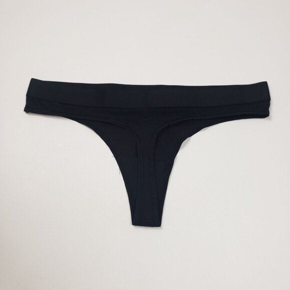 Victoria's Secret Shine Patch Thong Panty Women's Large Black Rhinestone VS Logo - Picture 5 of 16